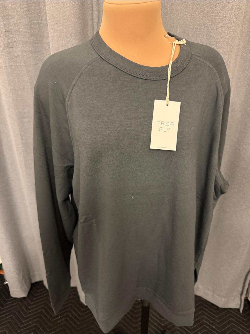 Free Fly Apparel Men's Long Sleeve Crewneck - Charcoal